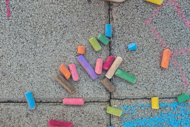 istock Different colours chalk on an outdoor street floor 1222018964