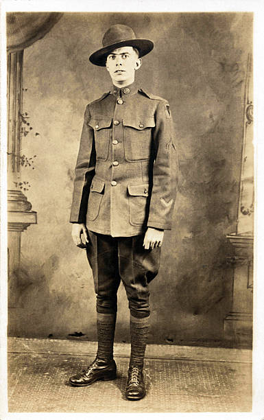 American Soldier from WWI Early 1900 photograph of soldier from World War One. world war i photos stock pictures, royalty-free photos & images