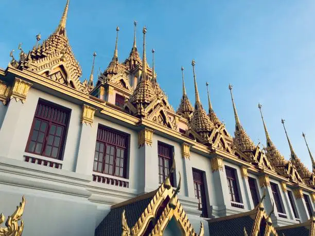 Photo of Loha Prasat (iron castle) located between RatchadamnoenKlang and MahaChai Road, in Bangkok,Thailand.