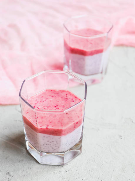 istock Chia pudding with mashed berries and banana, Healthy eating concept. Super food. 1222019961