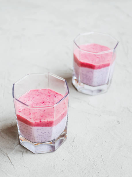 istock Chia pudding with mashed berries and banana, Healthy eating concept. Super food. 1222019962