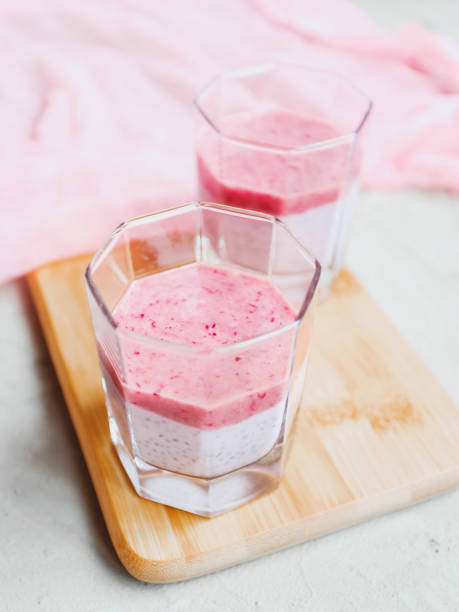 istock Chia pudding with mashed berries and banana, Healthy eating concept. Super food. 1222019997