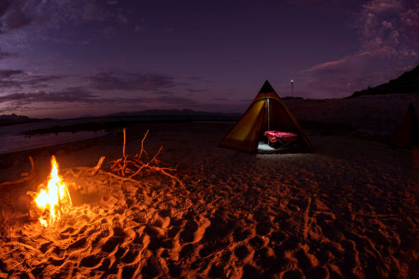 istock tent camp in desert sandy beach in california at night 1222020001