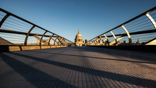 View of an empty Millennium bridge in London stock photo