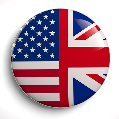 USA - UK Speacial Relationship Flags Circle Symbol - 3D Illustration