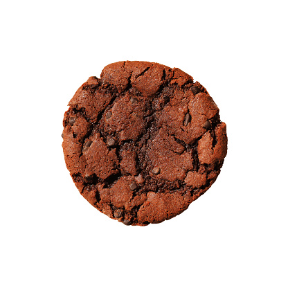 Homemade baking. Chocolate cookie with pieces of chocolate Isolated on a white background