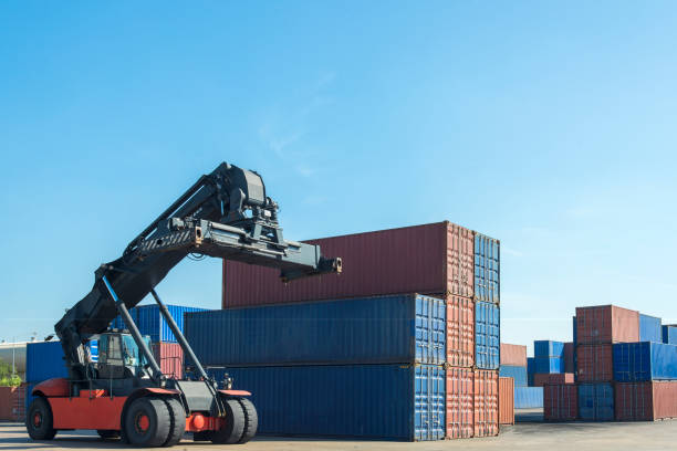 istock forklift handling the container box in logistic zone 1222027367