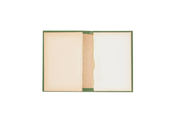 istock Open hard cover green book on white background 1222029034