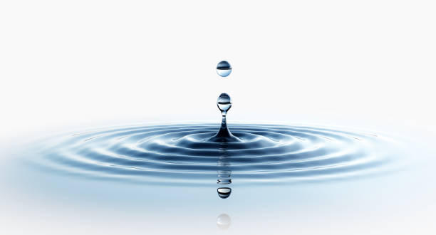 istock Clear water drop in ripple. Isolated on white. 1222030610