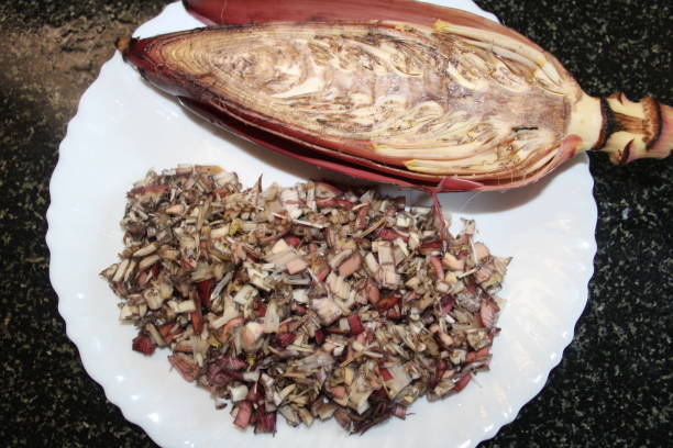 Chopped banana blossom in a plate