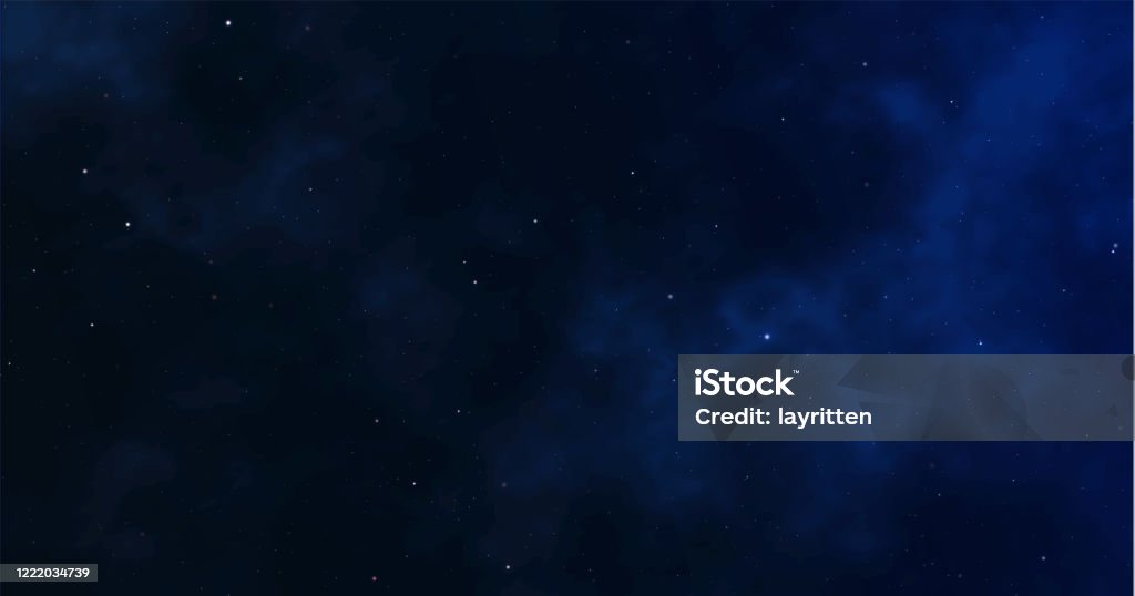 Космический фон. Звездное ночное небо. Бесконечная вселенная и свет звездный. векторная иллюстрация - Векторная графика Небо роялти-фри