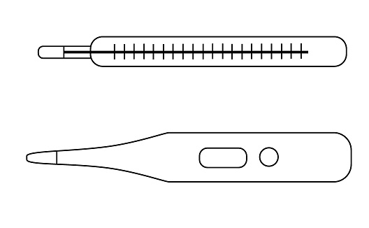 Thermometer Outline.pdf Vector Thermometer For Measuring Temperature Outline Illustration Set ...