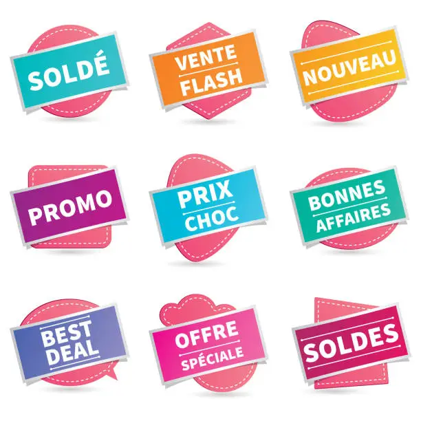 Vector illustration of french sale label set