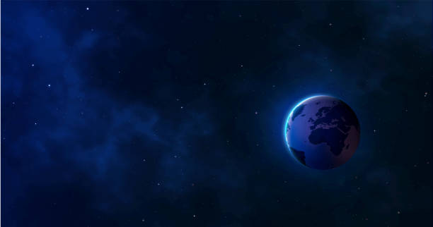 istock Earth and galaxy. Realistic planet earth in outer space among stars and nebula. Vector illustration 1222034828
