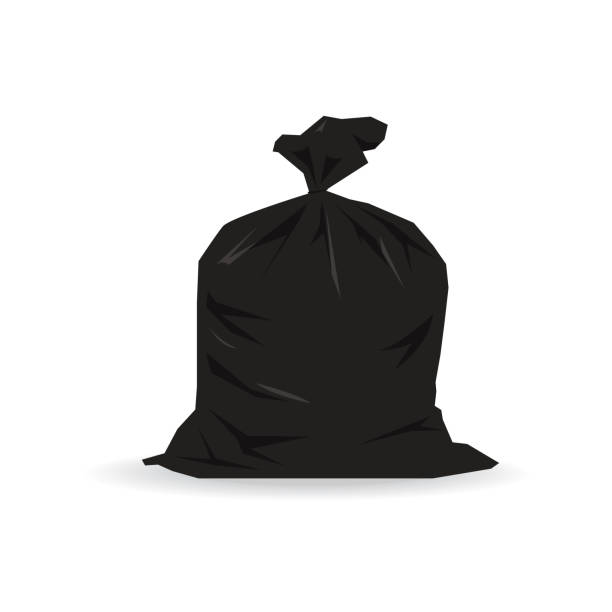 Plastic trash bag Plastic trash bag isolated on white background bin bag stock illustrations