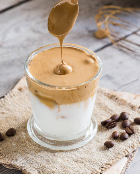 istock Coffee trend - dalgona coffee, whipped instant coffee. cream coffee, iced coffee 1222036961