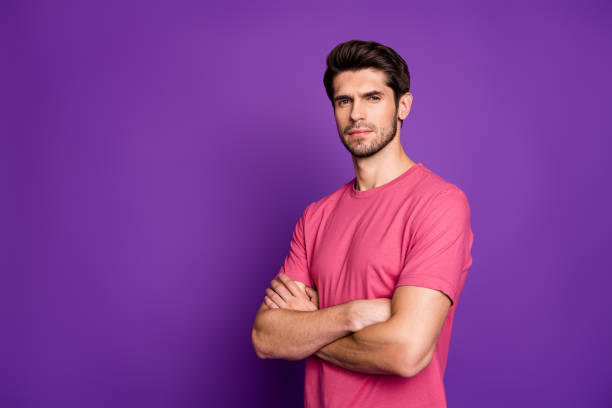istock Portrait of his he nice attractive serious content virile brunette guy folded arms isolated over bright vivid shine vibrant violet lilac purple color background 1222037111