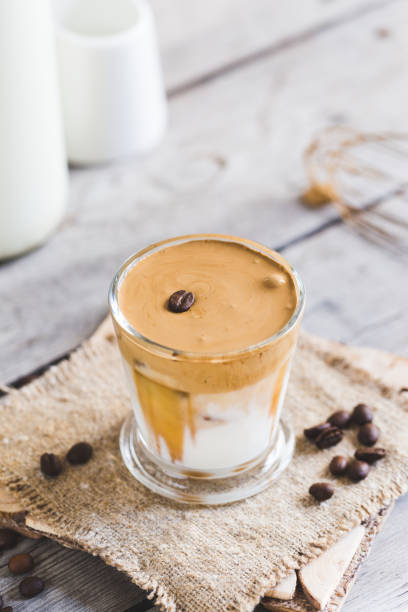 istock Coffee trend - dalgona coffee, whipped instant coffee. cream coffee, iced coffee 1222037133