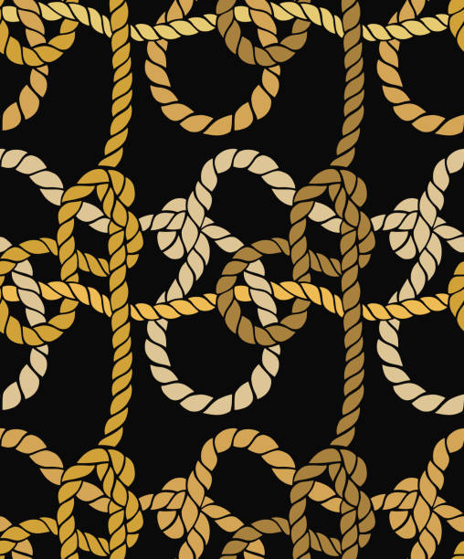 illustrations, cliparts, dessins animés et icônes de motif sans couture de noeud de corde marine. fond de corde tordu. - tangled rope tied knot backgrounds