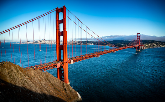 Fog Rolling in on the Summer Sunset in San Francisco California during afternoon soft lighting perfect summer day