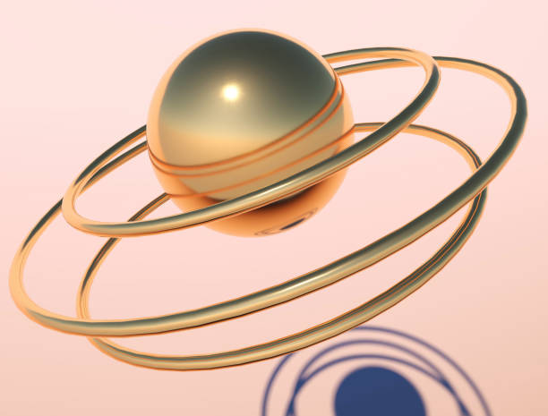 istock Golden sphere composition with abstract golden circles with a light background, 3d render 1222041980