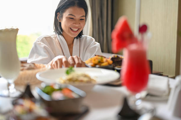 istock She's having breakfast in hotel room 1222043497