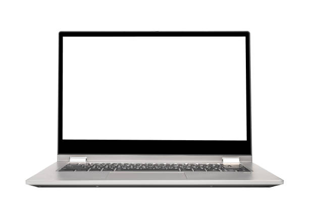 istock Silver gray color modern laptop isolated on white background with clipping path 1222044297
