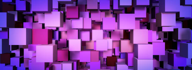 istock 3D rendering of Purple pink Boxes Abstract background 1222044378