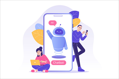 Chatbot Ai And Customer Service Concept People Talking With Chat Bot In A  Big Smartphone Screen Chat Bot Virtual Assistant Via Messaging Customer  Support Vector Isolated Illustration Stock Illustration - Download Image