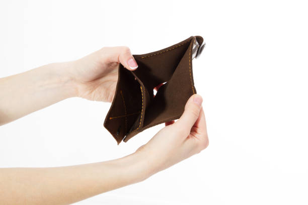 istock Empty wallet isolated on white copy space. Bankruptcy concept. Empty wallet mock up 1222045481