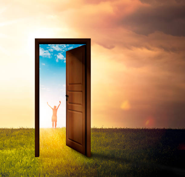 istock Door outside in a meadow 1222047355