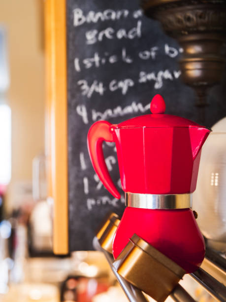 istock Coffee and tea pot variety on the kitchen shelf 1222047405