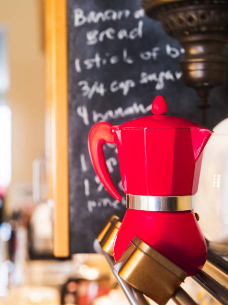 istock Coffee and tea pot variety on the kitchen shelf 1222047440
