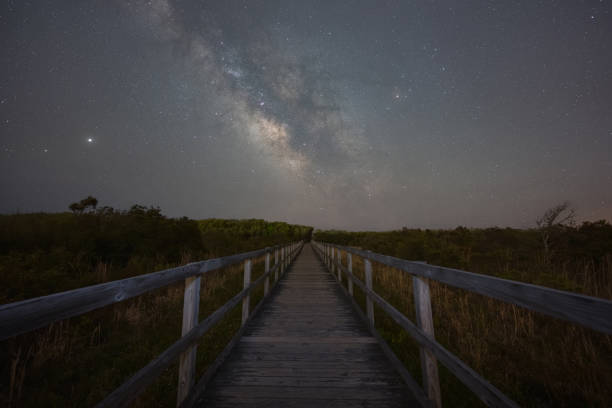 istock Boardwalk leading towards the Milky Way Galaxy 1222053636
