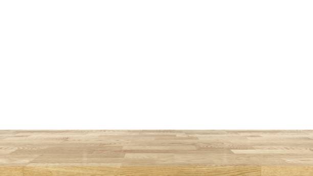 A  3D Illustration of a wood flor with a solid white background.