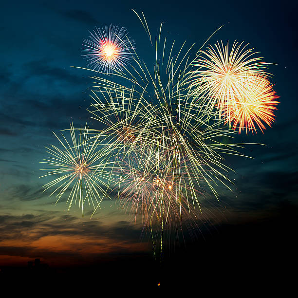 istock Bright colorful fireworks on a clear night 122205590