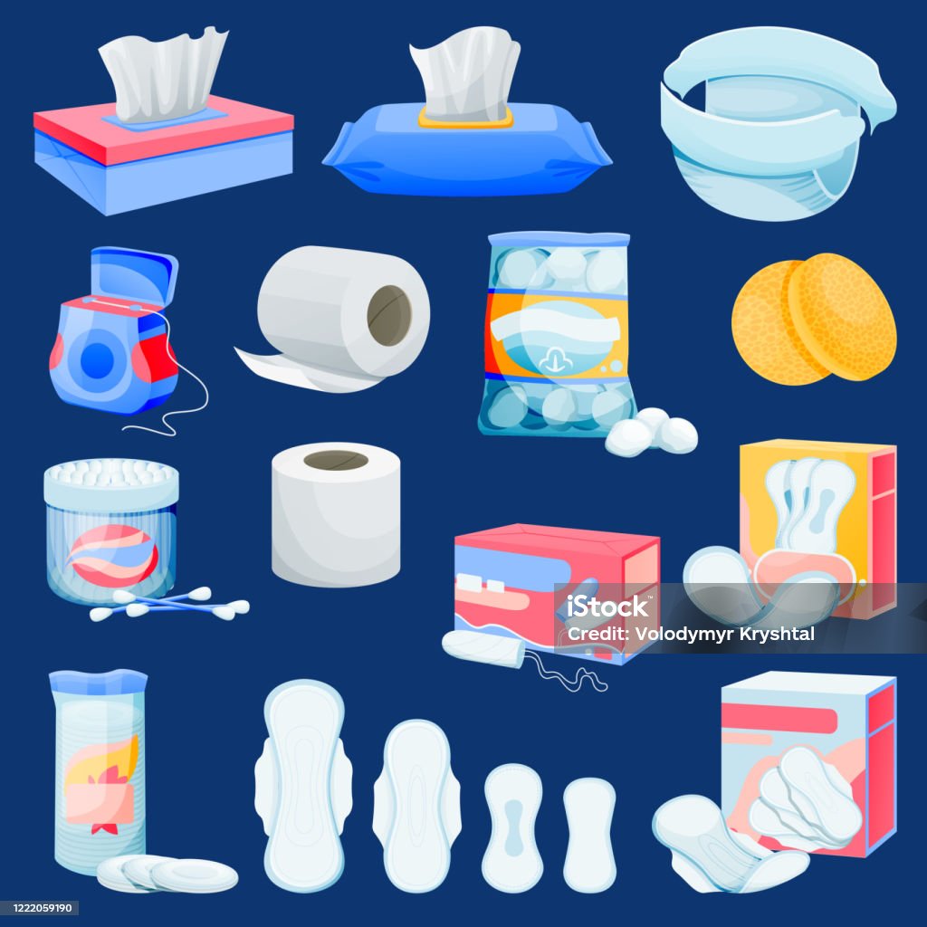 Personal Hygiene Supplies Vector Hygienic Supplements Illustration Womens  Cleansing Products Kids Care Sanitary Icons Stock Illustration - Download  Image Now - iStock