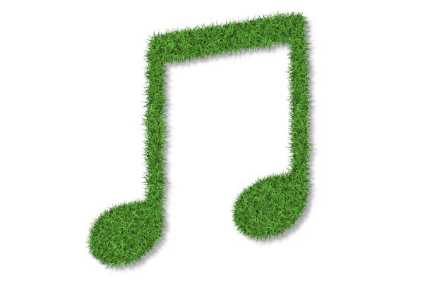 gras musikalische note symbol - treble clef three dimensional shape music jazz stock-fotos und bilder