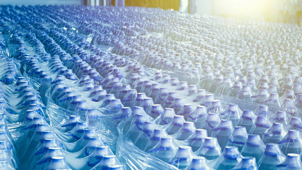 Many plastic bottles of mineral water