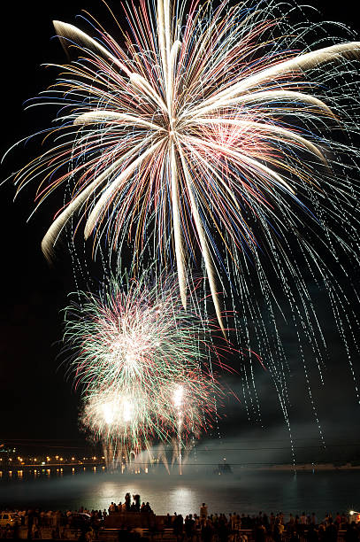 istock Brightly colorful fireworks  in the night sky 122206137