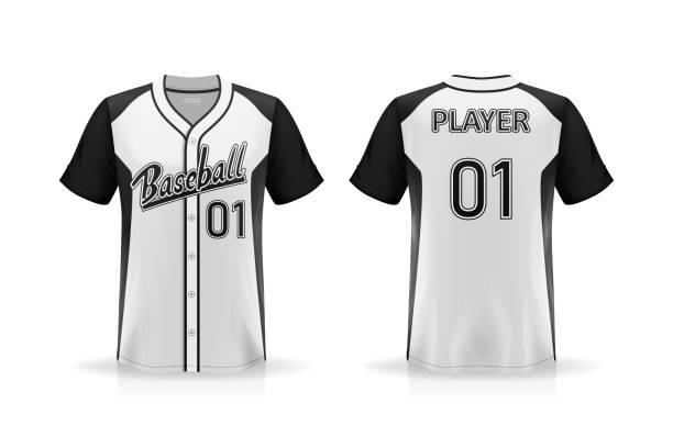Specification Baseball Jersey T Shirt Mockup isolated on white background , Blank space on the shirt for the design and placing elements or text on the shirt , blank for printing , vector illustration Specification Baseball Jersey T Shirt Mockup isolated on white background , Blank space on the shirt for the design and placing elements or text on the shirt , blank for printing , vector illustration baseball uniform stock illustrations