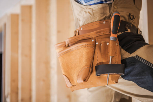istock Close Up Of Climbing Ladder Carpenter And Tool Belt. 1222062594