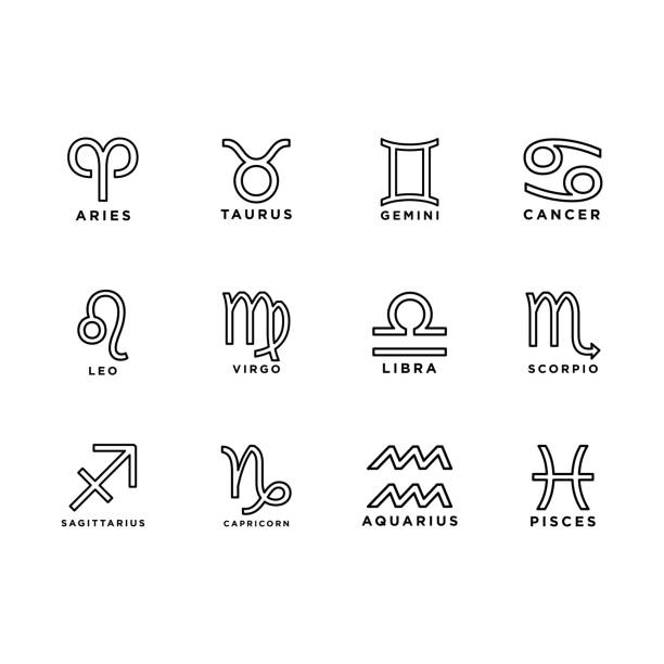 horoskop icon flache vektor vorlage design trendy - fire sign computer icon symbol stock-grafiken, -clipart, -cartoons und -symbole