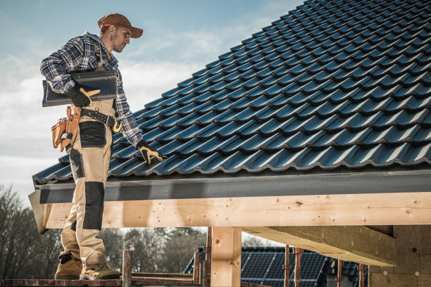 Male Worker Installing Roof Shingles. Male Caucasian Roofer Installing  Roofing Tiles On Newly Built Home. building contractor stock pictures, royalty-free photos & images