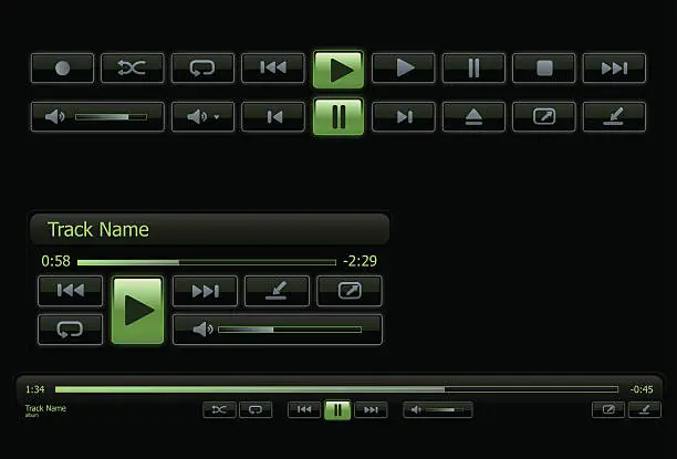 Vector illustration of Green and black computer media player