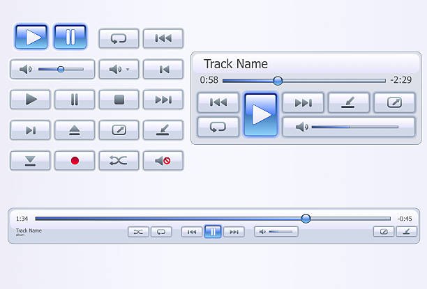 белый media player элементы - control panel flash stock illustrations