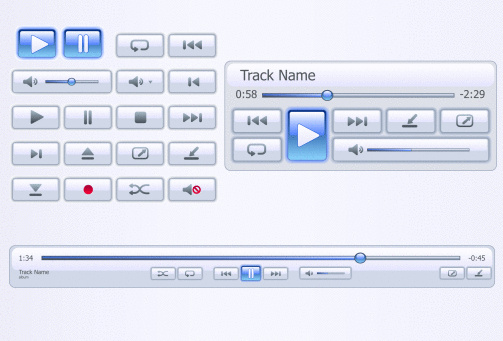 Multimedia Player Panel White Media Player Elements Stock Illustration - Download Image Now ...