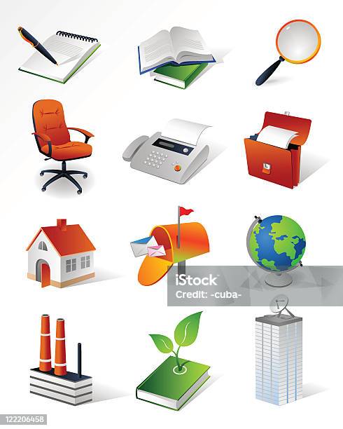 Isometric Icons Büro Stock Vektor Art und mehr Bilder von Faxgerät - Faxgerät, Icon, Aktentasche