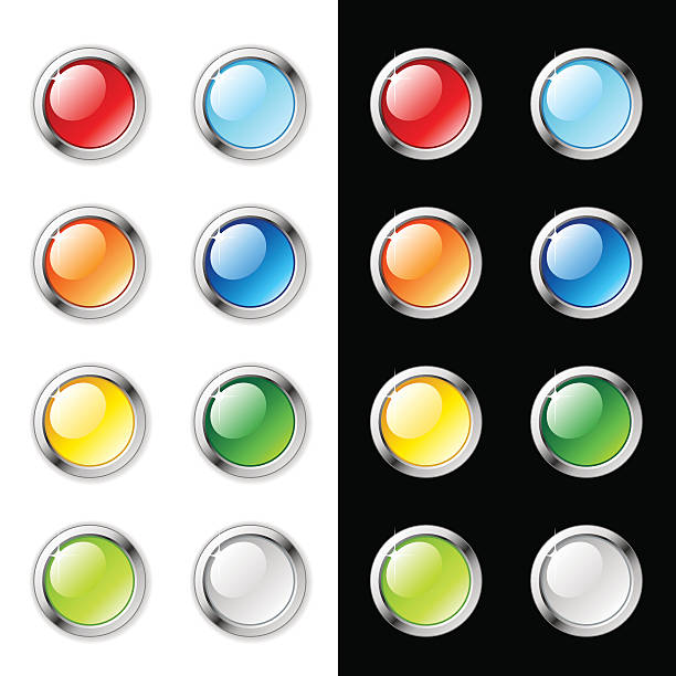 Blank glossy web buttons, isolated on black and white vector art illustration