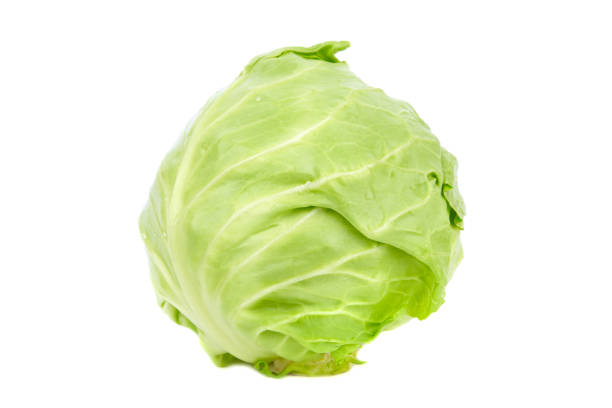 istock Green cabbage isolated on white background, fresh iceberg lettuce 1222065084